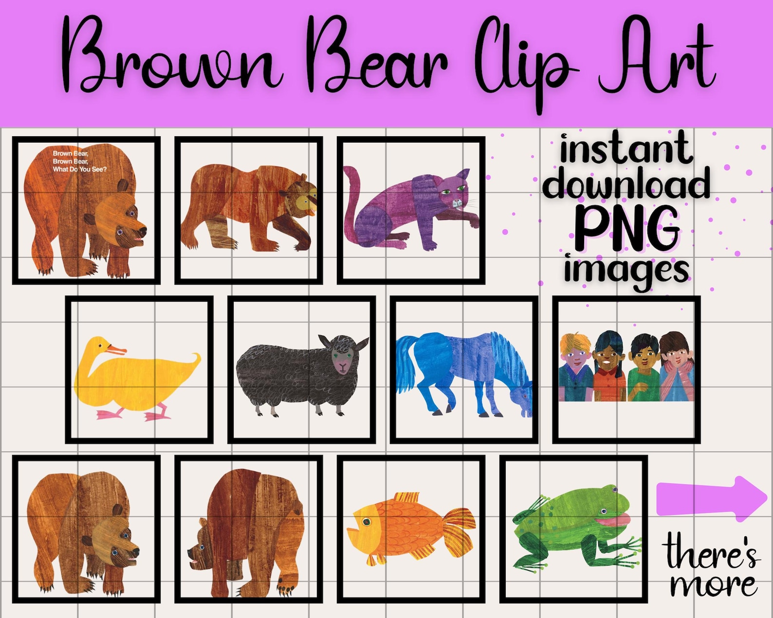 Brown Bear What Do You See? Clip Art Set | Transparent PNG Digital ...