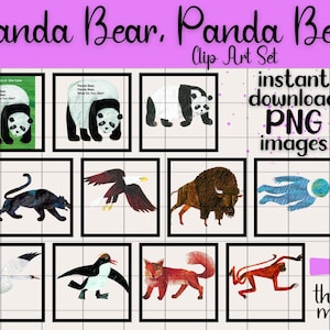 Panda Bear O Que Você Vê? Conjunto de Clip Art | PNG Transparente Digital Download Eric Carle Ilustração Transparente Imprimível Berçário Sala de Aula