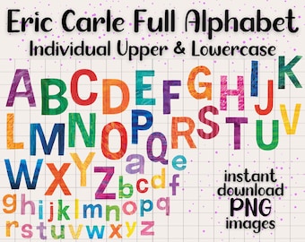 Eric Carle Alphabet PNG Clip Art Transparent Image Digital Download Teachers Classroom Nursery Decor Printable Homeschool Children's Story