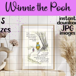 Impressão com citação do Ursinho Pooh | Download digital em JPG em 5 tamanhos | Arte de parede clássica para berçário do Ursinho Pooh em madeira de cem acres | Berçário de contos de fadas da floresta