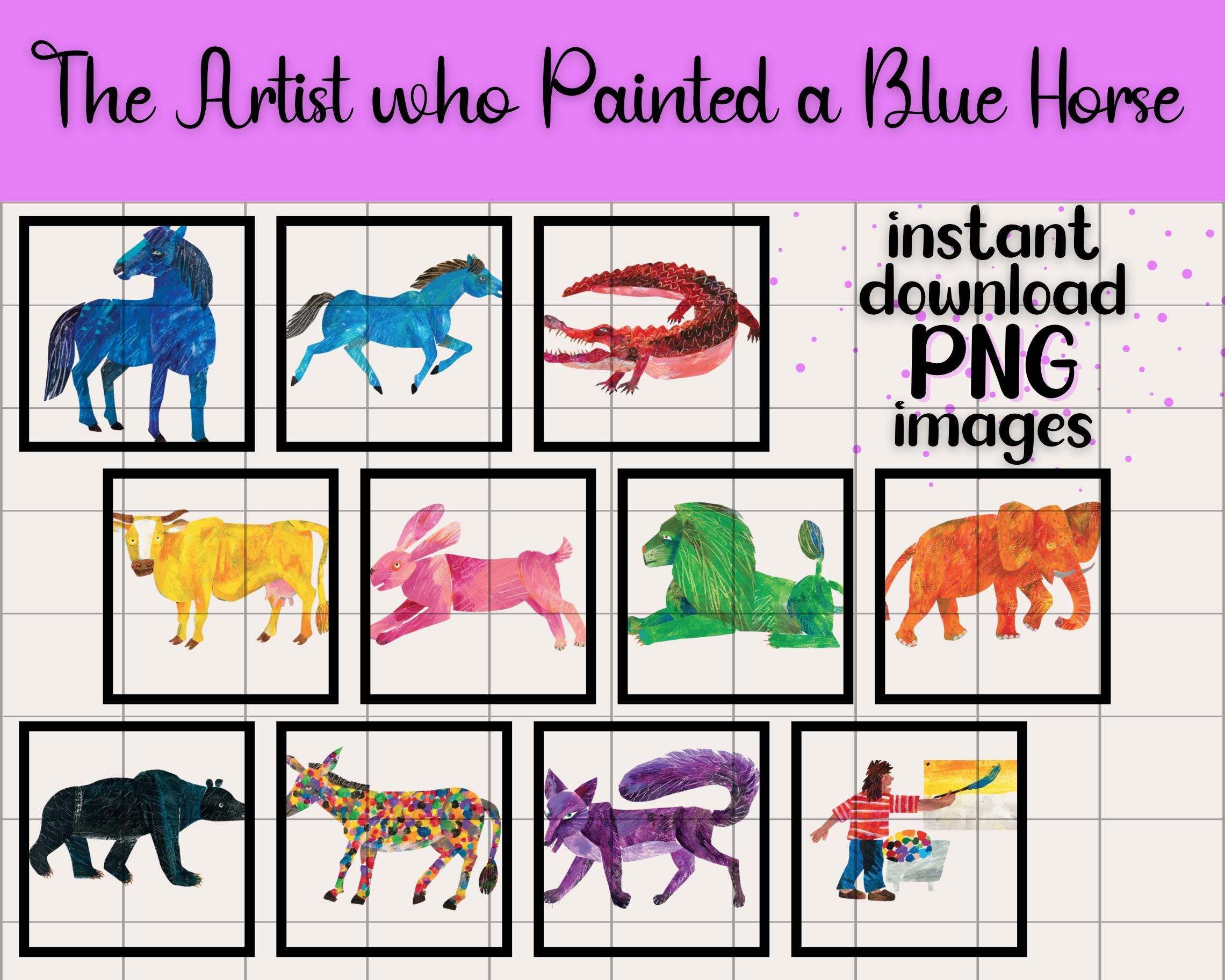 Eric Carle Blue Horse Clip Art Set | Colorful Nursery Decor