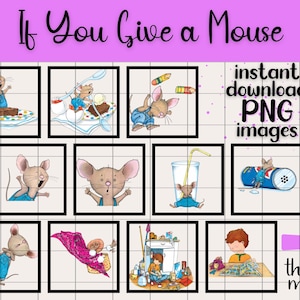 Si le das una galleta a un ratón y más conjunto de arte / PNG transparente / Descarga digital / Niños Programa infantil Libro Doctor Animales Amigos Amabilidad
