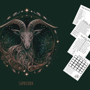 12 Printable Capricorn Birthday Party Games including Printable Banners and Stickers