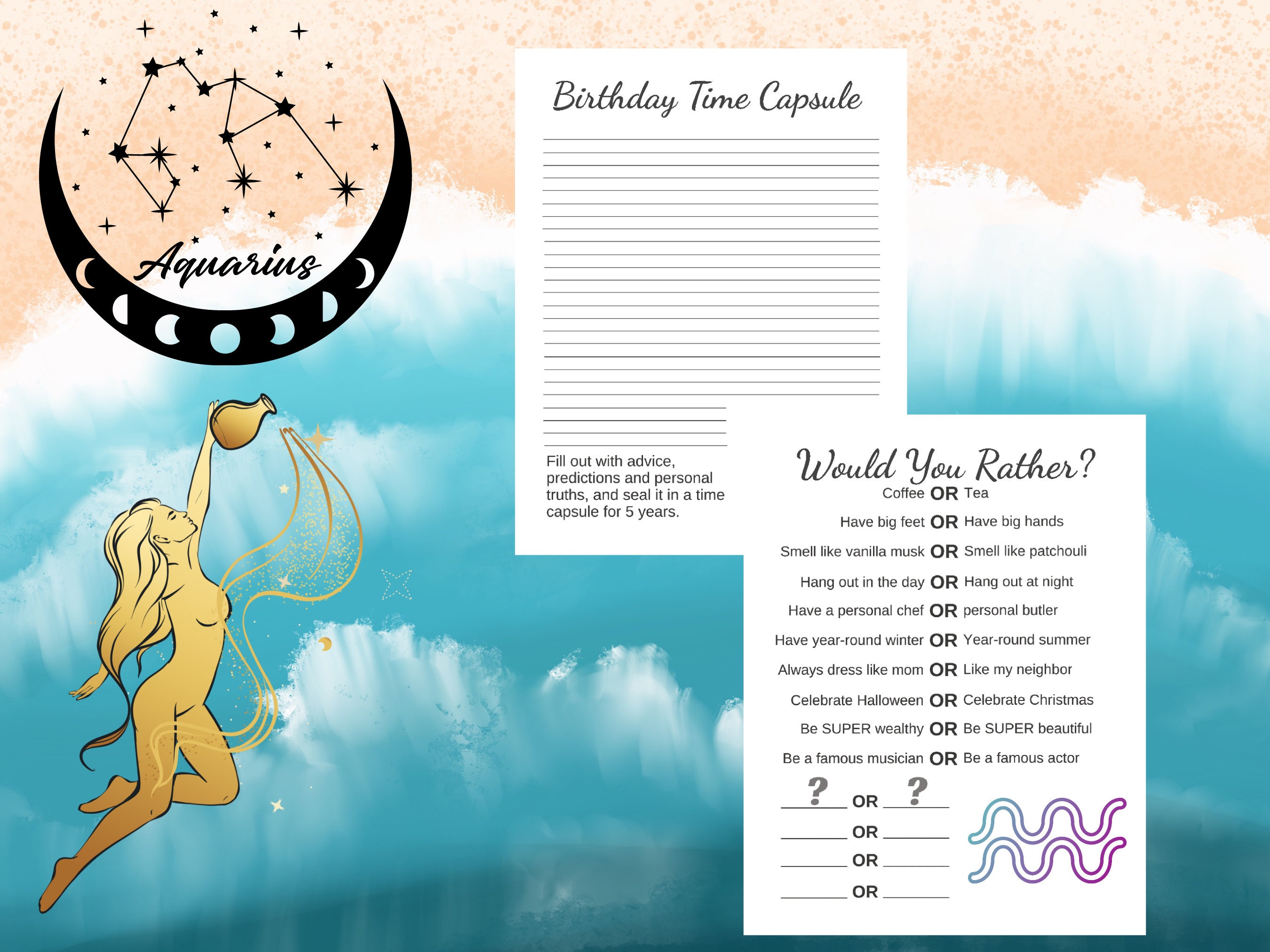 12 Printable Aquarius Birthday Party Games Including Printable - Etsy