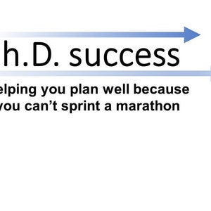 May include: Ph.D. success: Helping you plan well because you can't sprint a marathon.