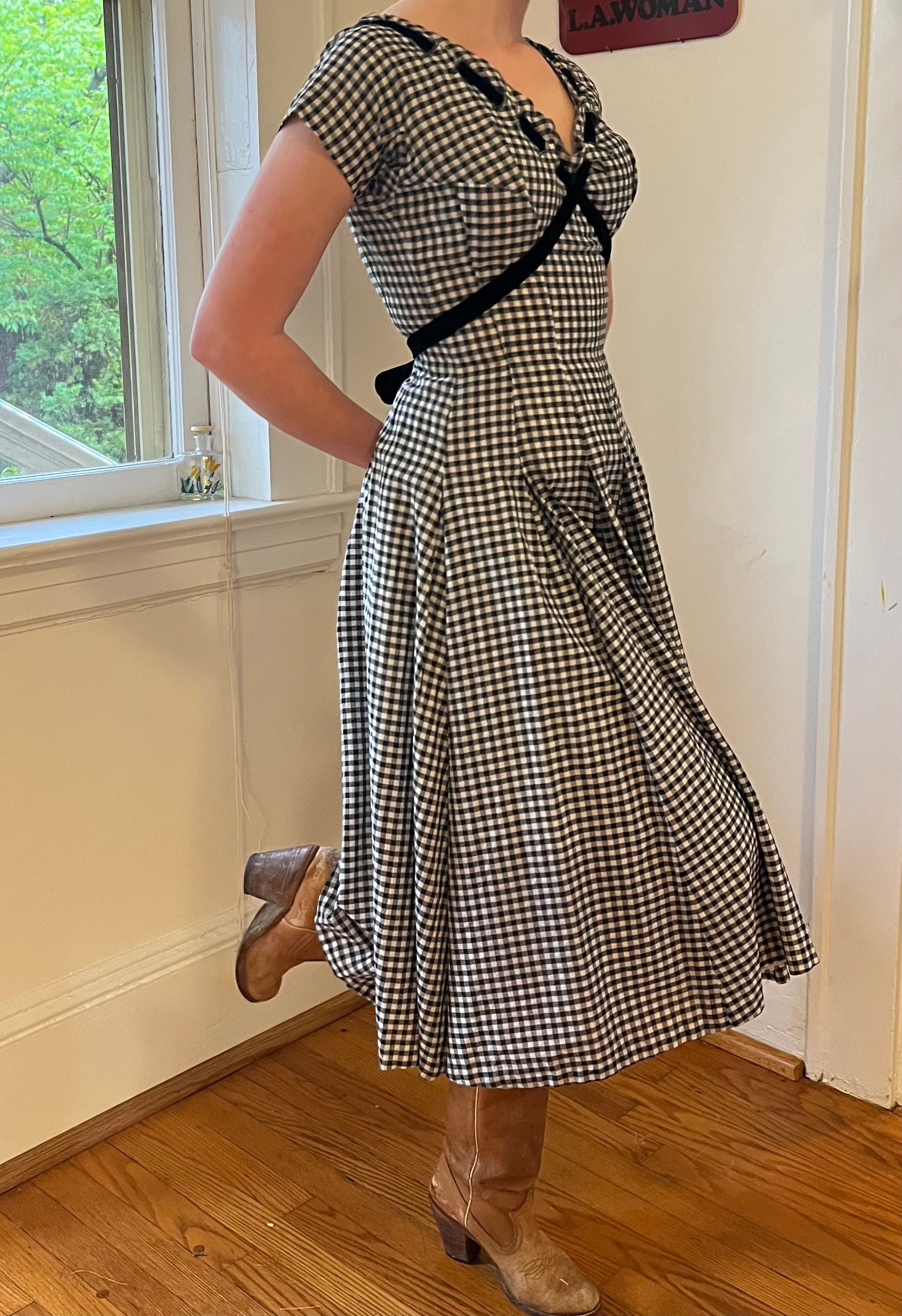 Pink Plaid Pin Up 1950s Dress Accessory Set
