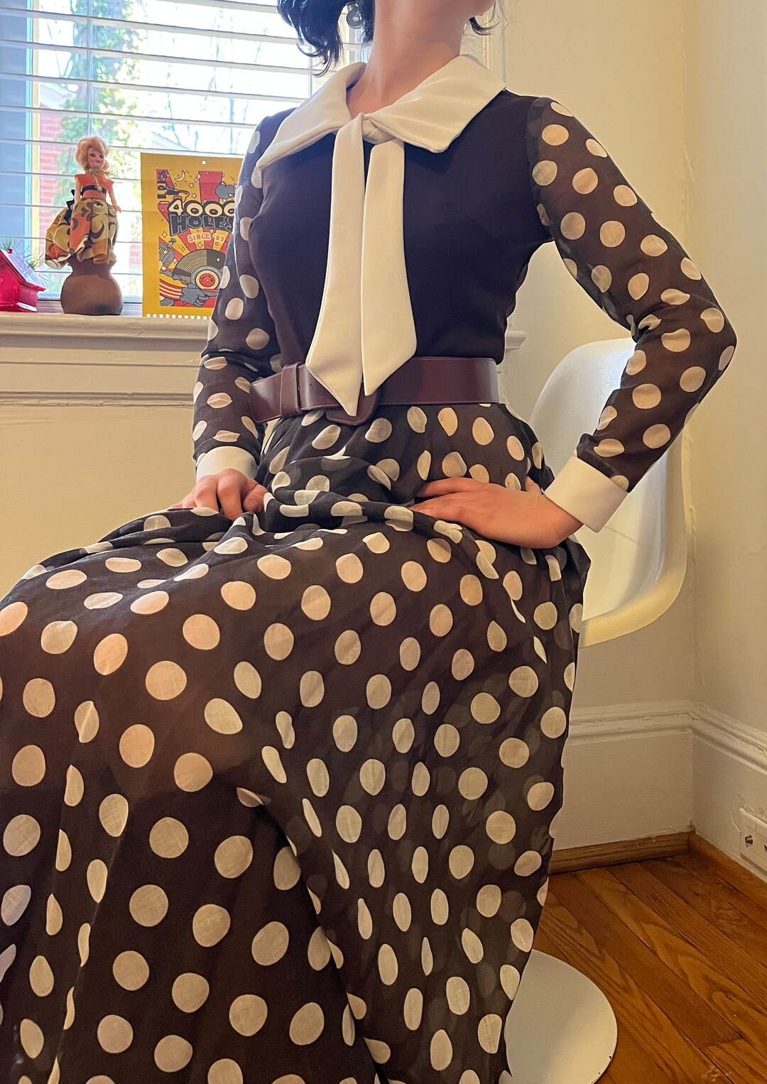 70's Floral Polka Dot Mini Dress main image 0