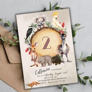 Editable Australian Animals Birthday Invitation Template | BOY GIRL Birthday Party | Download Printable Invite | Canva | 05