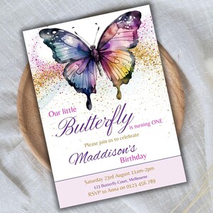 Editable Butterfly Birthday Invitation Template | Butterfly Birthday Invitation | Butterfly | Download Printable Invite | Canva | 05