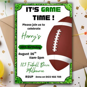 Editable Football Birthday Invitation Template | Football Party | Football Invitation | Footy | Download Printable Invite | Canva | 01