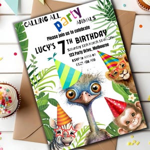 Editable Party Animals Birthday Invitation Template | Calling All Party Animals | Party Animals Invitation | Download Printable Invite | 05