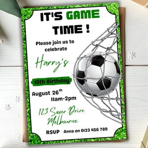 Editable Soccer Birthday Invitation Template | Soccer | It's Game Time | Canva | Boys Birthday | Download Printable Invite | 03