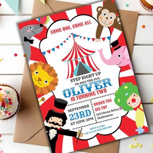 Editable Circus Birthday Invitation Template | Carnival Birthday Invitation | Big Top | Download Printable Invite | Canva | 02