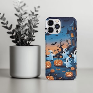 Halloween Phone Case, Ghosts & Pumpkins Phone Cover, Spooky Mobile Accessories, Fall Decor, Halloween Gifts