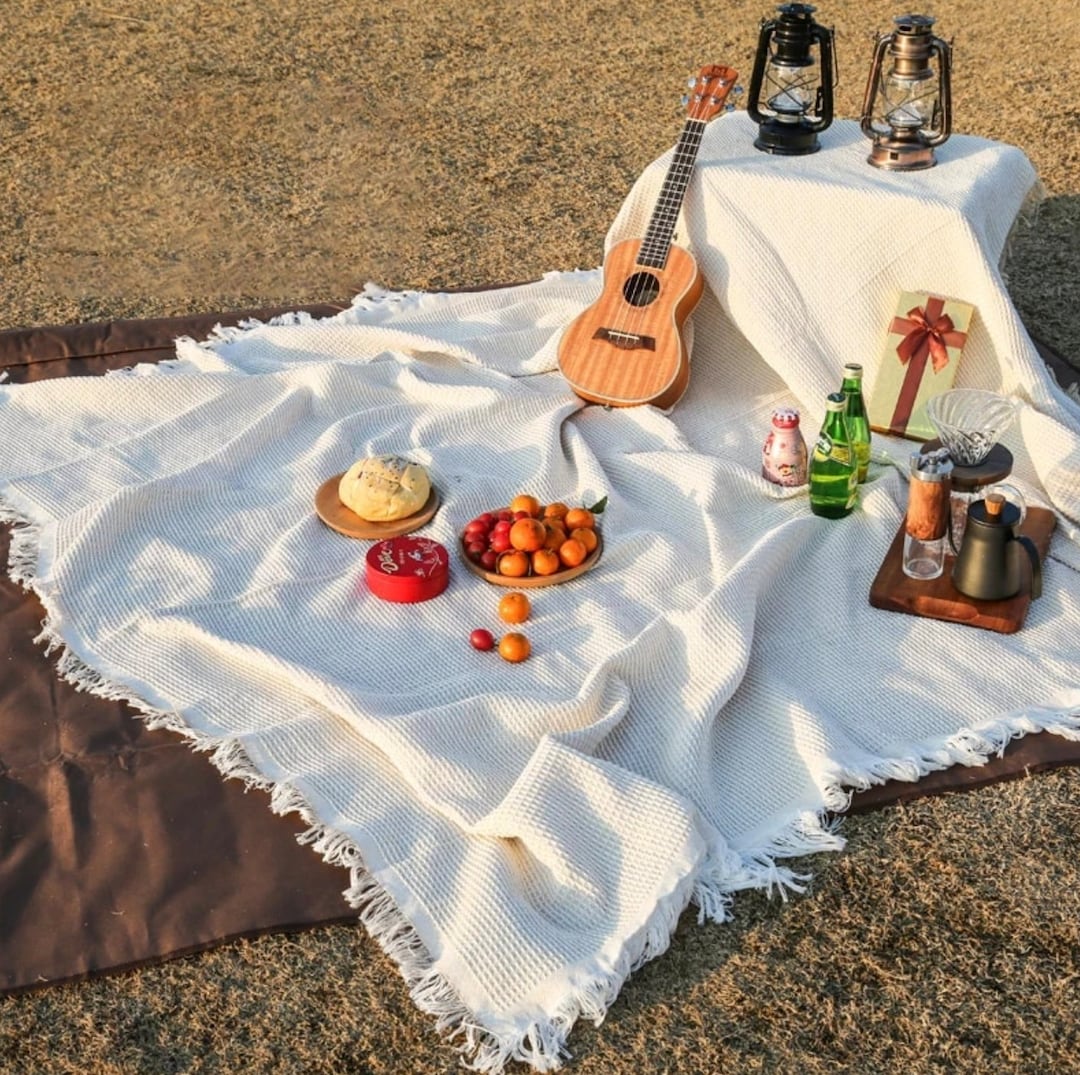 Knitted Picnic Throw Blanket Rug Outdoor Picnic Mat Soft Sofa Etsy