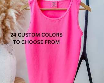 Comfort Colors Tank Top Blank, 9360 Tank Top Garment Dyed Heavyweight Cotton, Unisex Fit Soft Vintage Look, Custom Colors Cute Bridal Tanks