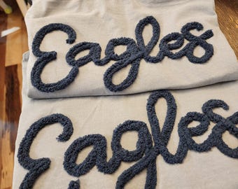 Custom Yarn embroidered comfort colors Shirt : customized sports team yarn tshirt