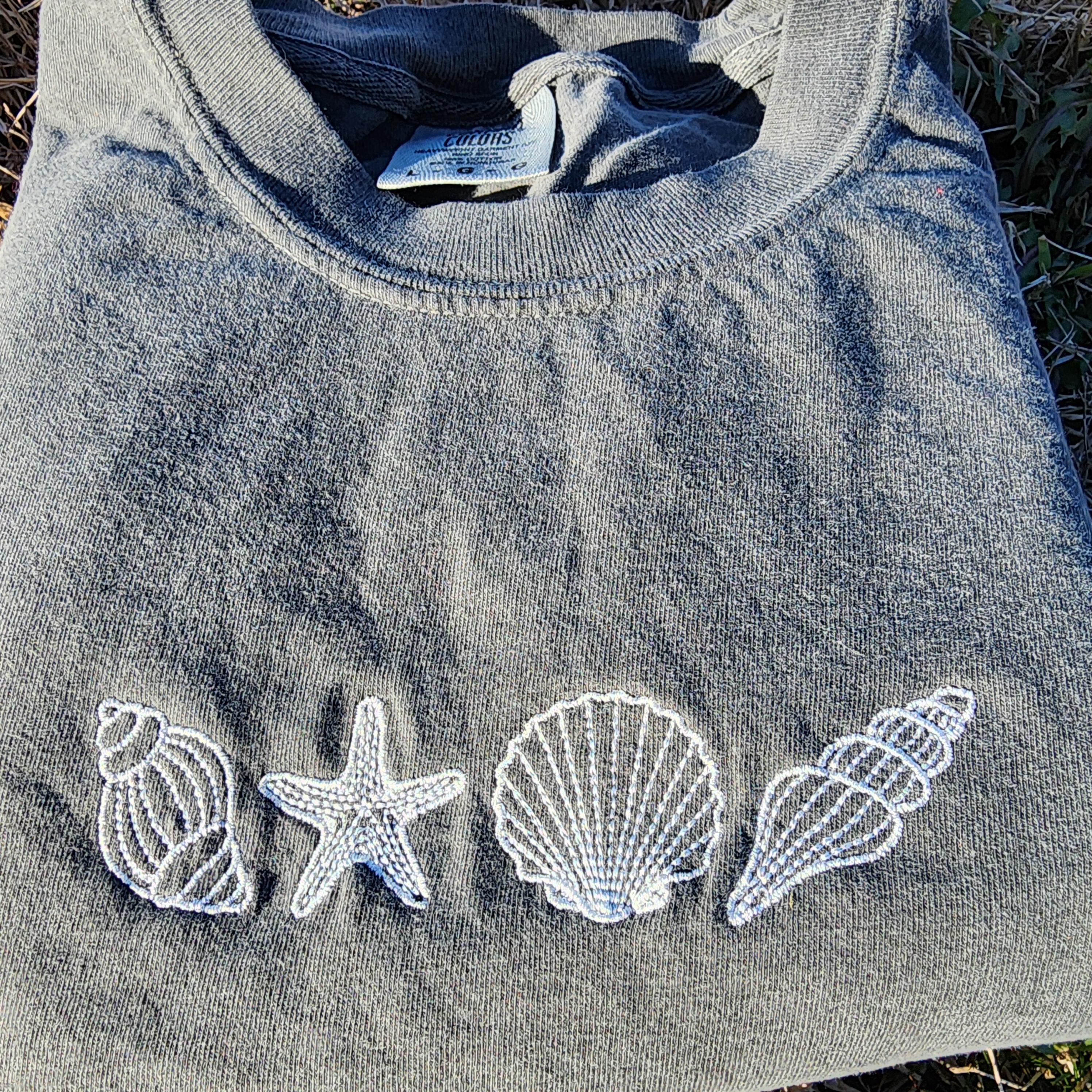 Seashell Beach Embroidered T Shirt Comfort Colors Embroidered Shirt ...