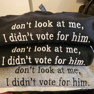 Schau mich nicht an, ich habe nicht für ihn gesticktes Sweatshirt gestimmt, Kamala Harris nicht Trump 2024 Wahl Sweatshirt Anti-Trumpf Democracy Liberty