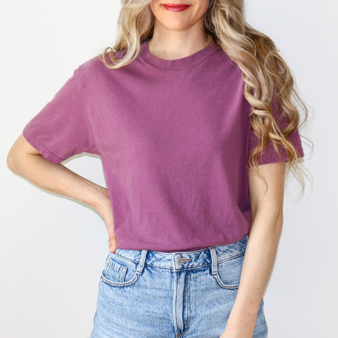Blank Comfort Colors Shirts,100 Cotton Trendy Soft Vintage Colored