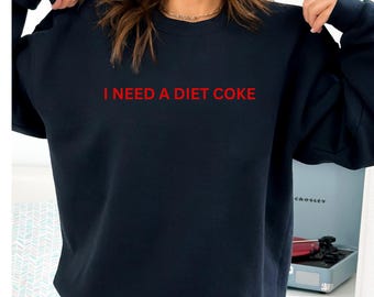 Necesito una sudadera bordada con Coca-Cola Light, sudadera con cuello redondo con la bebida Coca-Cola Light personalizada para mi mejor amiga, sudadera para amantes de la Coca-Cola, regalos divertidos con Coca-Cola Light para mejores amigas