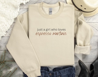 Tini Time Embroidered Sweatshirt, Espresso martinis sweater for girls trip, martini crewneck, gift for bridesmaids ,gift for her anniversary