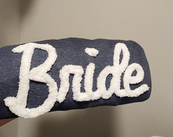 Bride YARN EMBROIDERED Sweatshirt Custom bride Chenille Yarn Fuzzy Letter, Team Spirit Sweatshirt Team