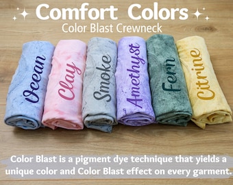 Blank Comfort Color Tie Dye T-shirts, Unique Trendy Tie Dye Look Vintage Washed Shirts, Tie Dye Shirts for Men or Women, 1745 Colorblast Tee