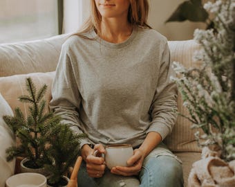 Bella Canvas Langarmshirts Unisex Sizing, Erwachsene Langarmshirts, Bella 3501 und melierte Farbe, Blank Soft Tees für das Handwerk