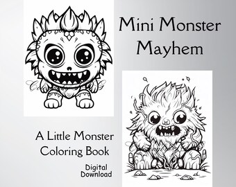 Mini Monster Mayhem: A Little Monster Coloring Book, Digital Download, Halloween Coloring Book