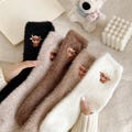 Cozy Fuzzy Cow Socks – Fluffy Plush Winter Socks for Women, Soft Warm Lounge Socks, Kawaii Animal Embroidered Cute Gift for Her