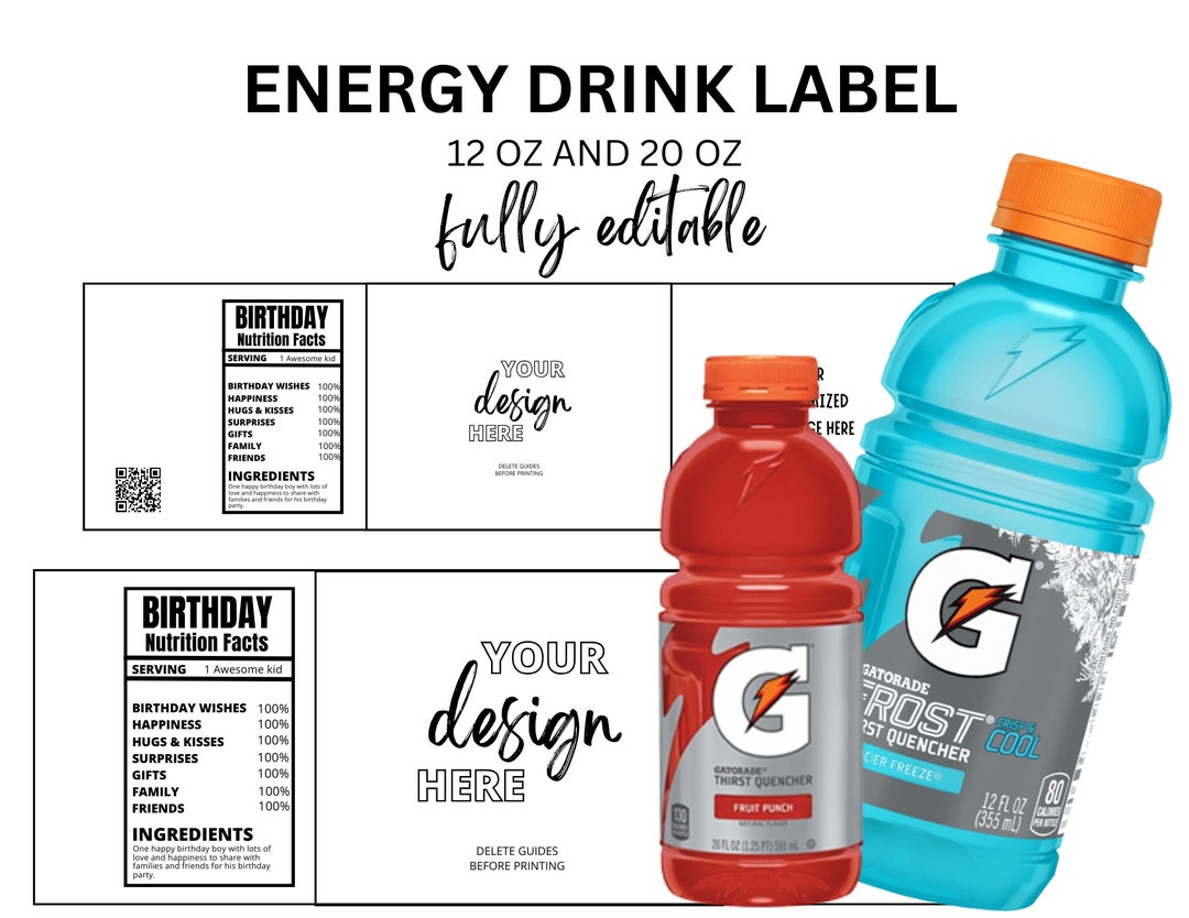 Energy Drink Blank Label Template. Gatorade Blank Label Template