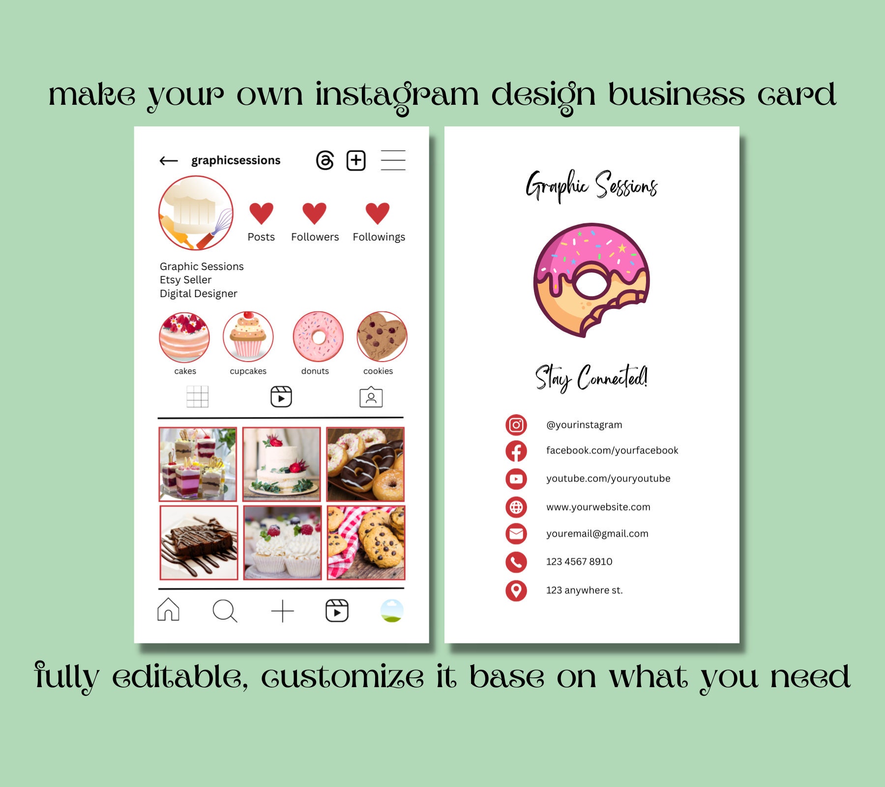 Instagram Business Card, Instagram Business Card Template, Instagram ...