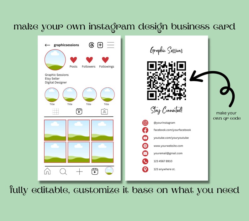 Instagram Business Card, Instagram Business Card Template, Instagram