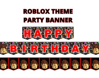 Roblox Party Banner Editable Template, Roblox Theme Party, Roblox Birthday Party, Roblox Theme Party banner