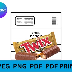 Twix Chocolate Label Editable Template, Twix Wrapper, Twix Label ...