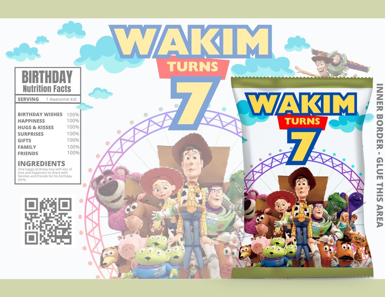 Toy Story Editable Chip Bag Template, Toy Story Chip Bag Template, Toy