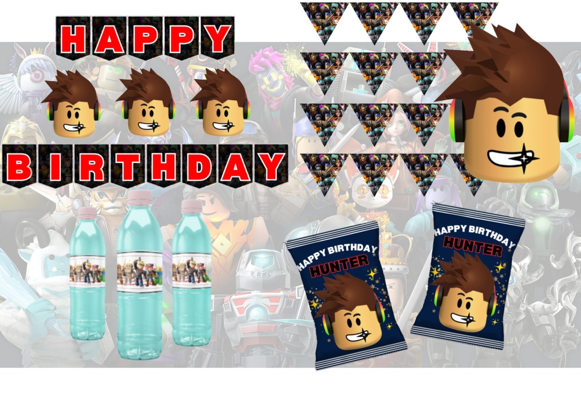 Roblox Party Label Editable Template, Roblox Theme Party Labels, Roblox ...