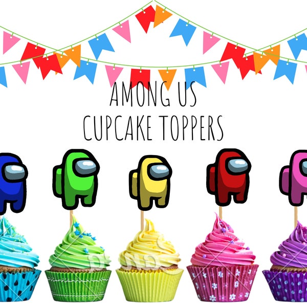 Among Us Cupcake Topper Readt to Print, Among Us Print At Home, Among Us Cupcake Topper, Among Us