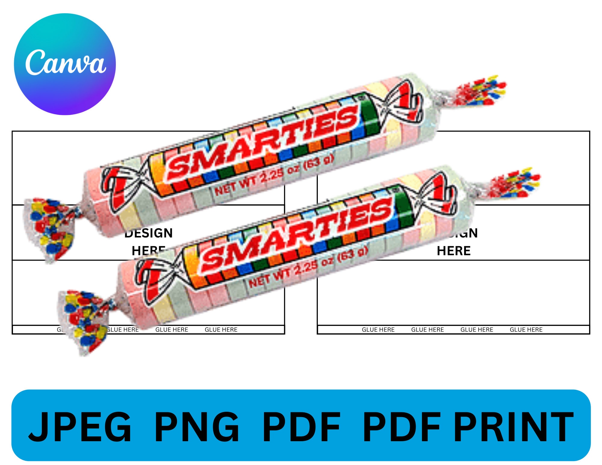 Smarties Candy Rolls Editable Blank Template, Smarties Candy Rolls
