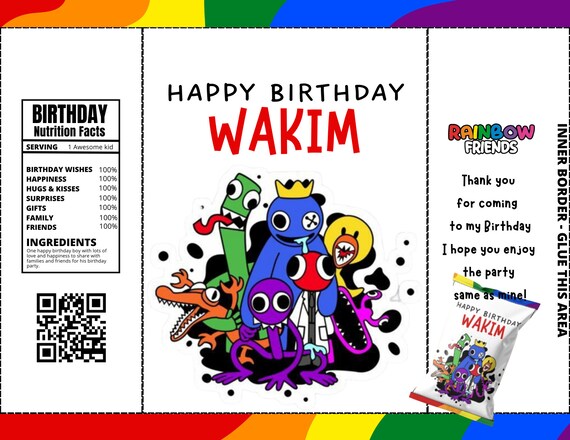 Rainbow Friends Roblox Birthday Backdrop Digital File Template