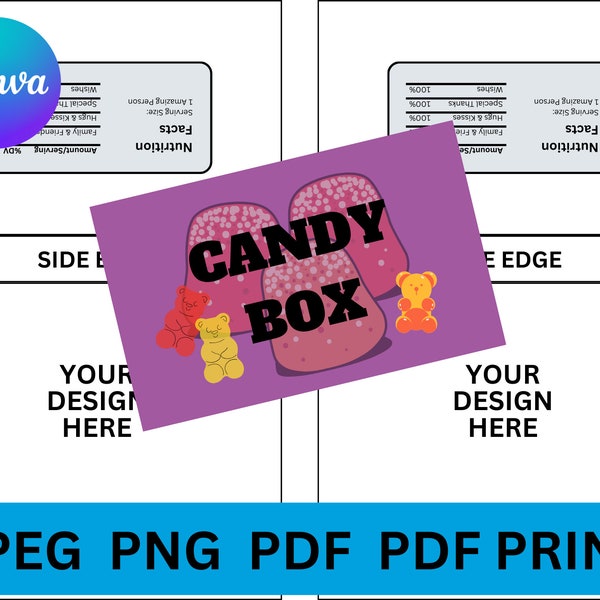 candy box editable template, candy box template, candy box label template, candy box cover, instant download, editable template