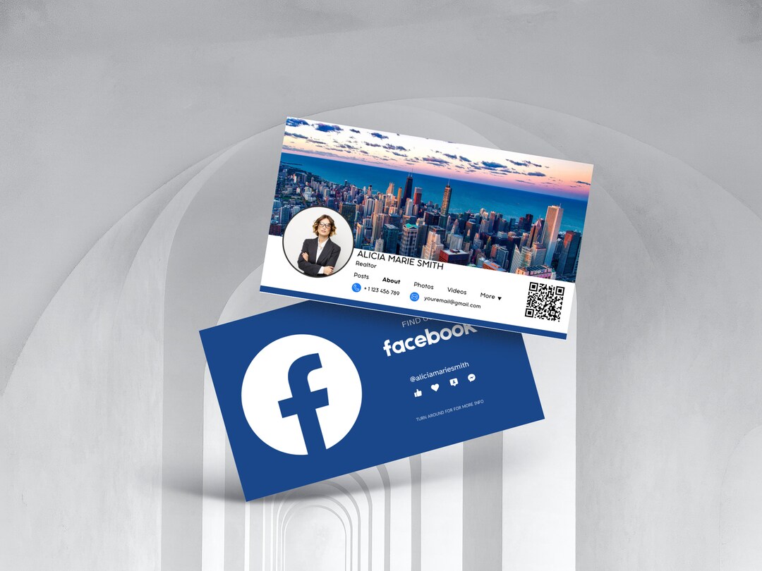 Facebook Business Card Template, Facebook Editable Business Card ...
