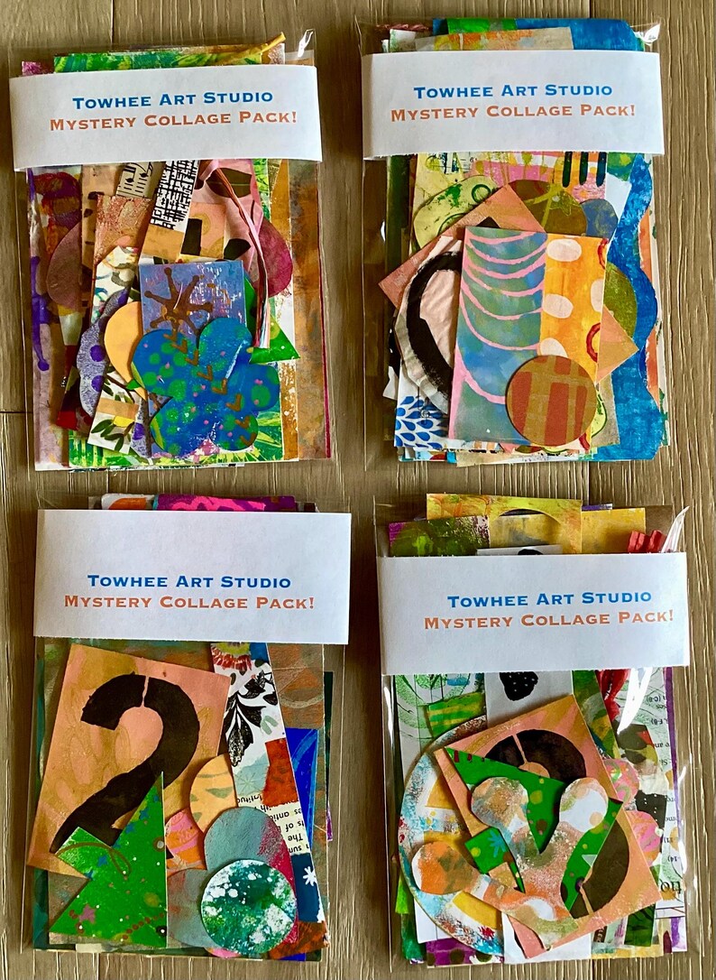 Handmade Mixed Media Collage Paper Pack: 40 Pieces Colorful Original ...