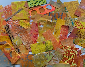 Collage Rebuts Pages techniques mixtes Papiers imprimés Gelli Papiers peints à la main Ephémères