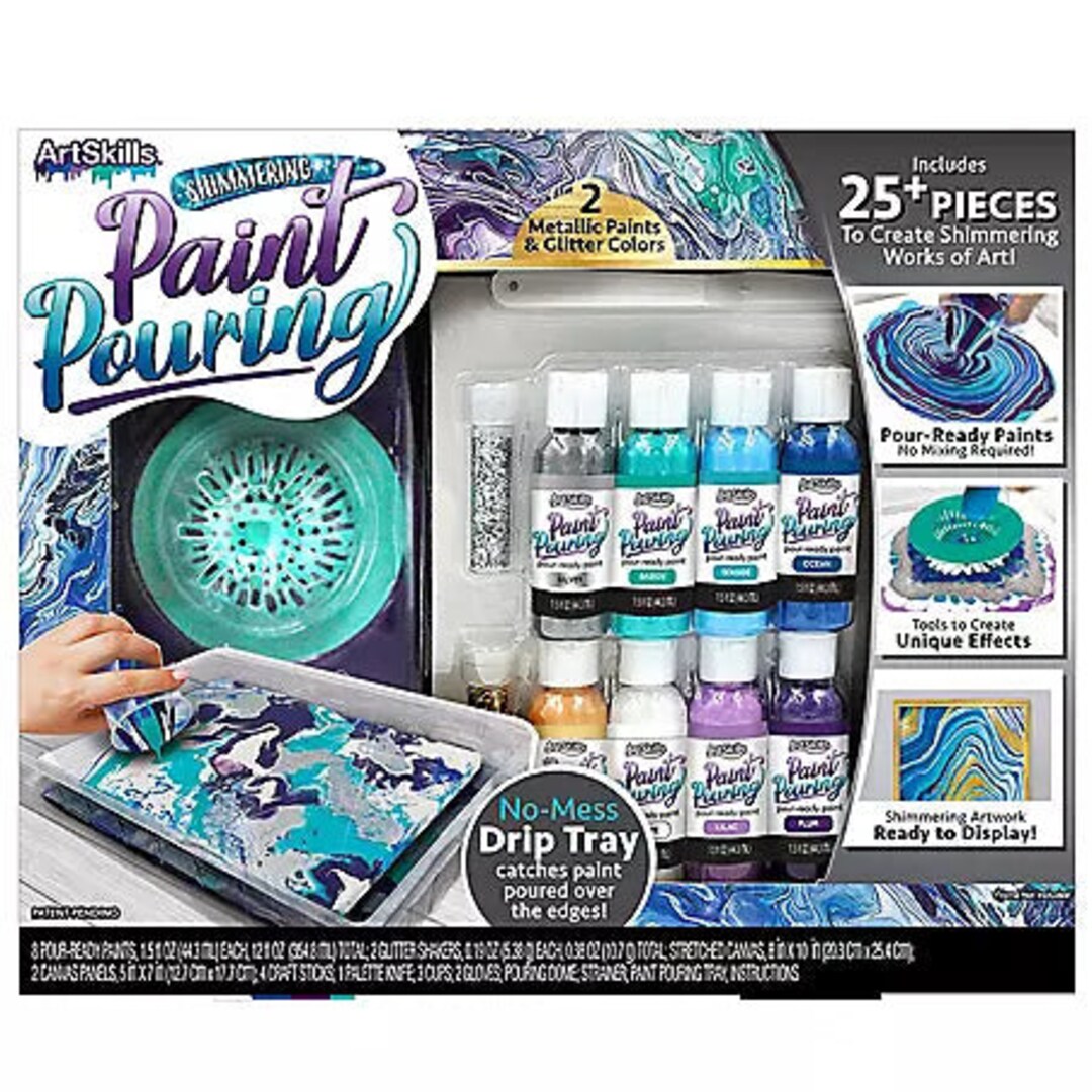 Artskills Acrylic Paint Pouring Art Activity Kit Metallic Etsy