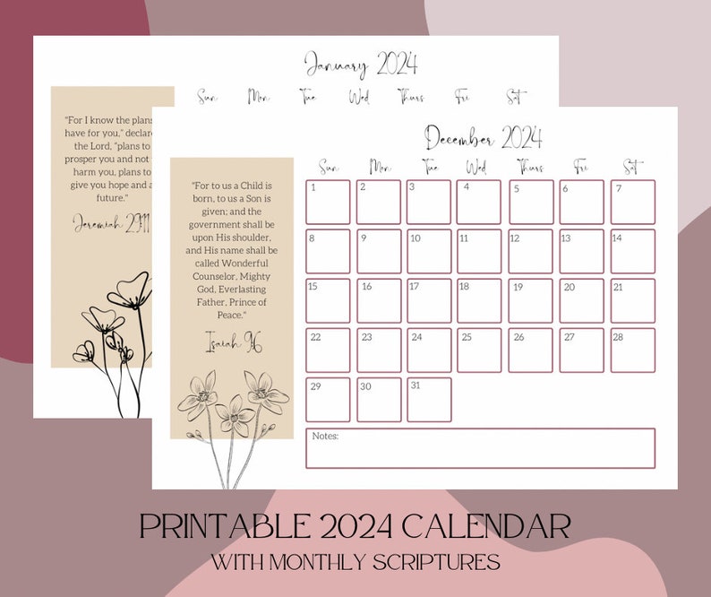 2024 12 month Printable Calendar - Il 794xN.5637591772 I5w6 