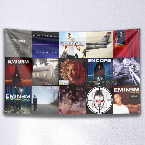 Eminem Album Flag / 3x5 Tapestry Banner Poster Wall Decor Collage Dorm Rap Merch Marshall Mathers Music The Wall Art