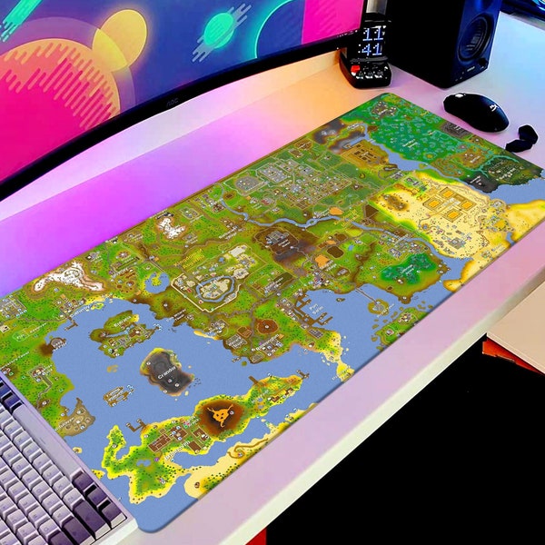 Runescape Mouse Pad XL Gaming OSRS World Map Desk Mat / Gift desk Play Mat Large Decor Office Custom Cover Computer Print Art Game