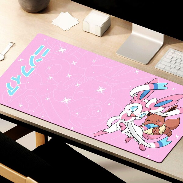 Sylveon Mouse Pad XL Gaming Pokemon Desk Mat Gift desk Play Mat Large Personalized Decor Office Custom Cover Computer Print Art TCG Game